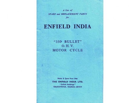 Royal Enfield Bullet Parts Book 350cc 1970s